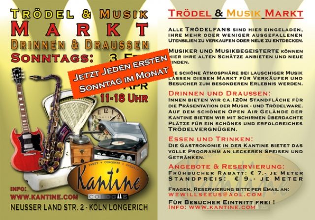 Trödel & Musik Markt in der Kantine Köln – drinnen und draussen ! - Entertainment - Köln