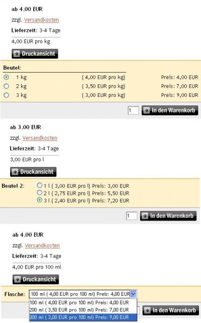 Xt:Commerce Shop - Grundpreis bei Artikelattributen - Webdesign - Kierspe