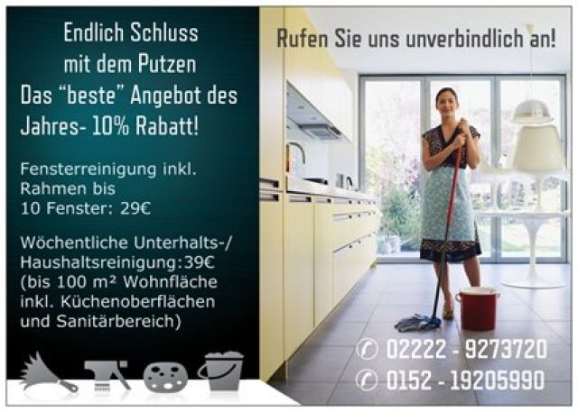 Sauberkeit, die wir sofort spüren - Reinigung Fensterputzen - Olsdorf 15   