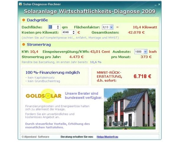 Kostenloser Solar Rechner  für PC - Solartechnik - Burgwedel